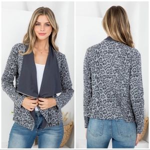 Women's Gray Leopard Print Jacket